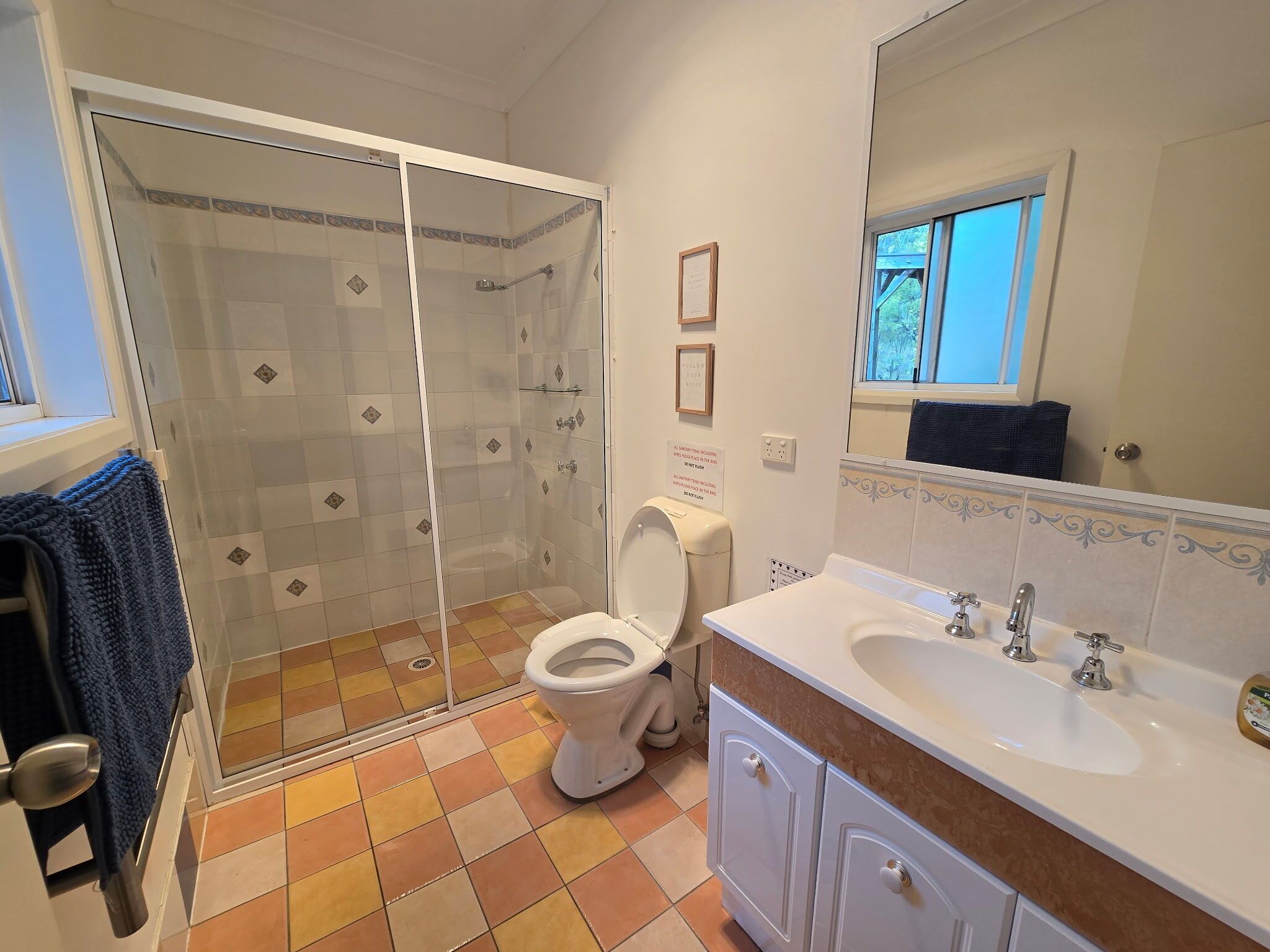 Hair dryer, soap, toilet paper