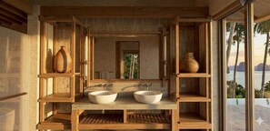Ocean Front Pool Villa | Bathroom | Free toiletries, hair dryer, bathrobes, slippers