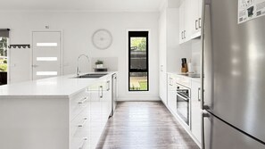 Fridge, microwave, oven, dishwasher