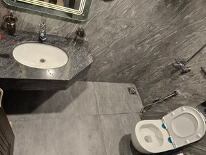 Douche, serviettes fournies, papier toilette