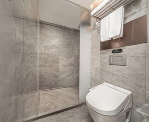 A modern bathroom with a toilet, a towel rack, and a control panel. - The Yun Collection  Yongqingfang  (Guangzhou)