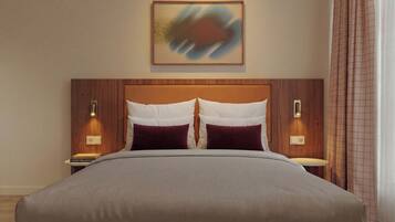 Habitación doble | Caja de seguridad en la habitación y tabla de planchar con plancha