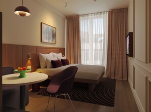 Large Studio with Kitchenette | Tallelokero huoneessa, silitysrauta/-lauta, ilmainen Wi-Fi