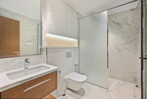 Apartment, Balcony | Bathroom - 221Bloomfields Grandr2BRAzizi Riviera 67 (Dubai)