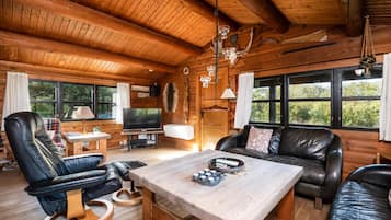 Cabin, 2 Bedrooms, Sauna, Garden View | Living room | Books