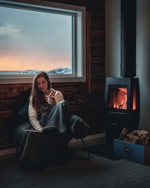 Cabane, 2 chambres, vue mer (Sørbua #1) | Coin séjour