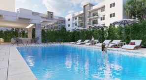 Apartamento, 3 quartos, para fumantes, sacada | Piscina | Piscina externa