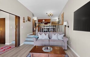 TV, fireplace - Cozy Chalet w/Balcony @ Heart of Angel Fire / Walk to Ski & Bike Lift & Village (Angel Fire)