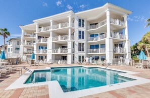 Outdoor pool, a heated pool - NEW LISTING l GULF VIEW l BEACHFRONT BUILDING l TOP FLOOR l SEASONAL BEACH SETUP (Santa Rosa Beach)