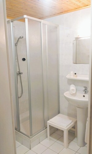 Economy Room, Balcony | Bathroom - Hôtel Restaurant Les Tilleuls (AUTRANS-MEAUDRE en VERCORS)