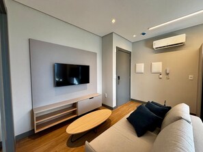 Basic Apartment | Living area - Apt 300m From the Beach in Bldg w/ Pool Fnk1905 (Itapema)