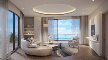 The Level, Loftsleilighet, 3 soverom | Sengetøy av topp kvalitet, senger med overmadrass og safe på rommet