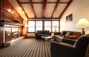 TV, fireplace - Spacious 2 BR Condo w/ Loft | Fireplace + Hot Tub (Steamboat Springs)