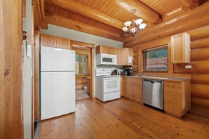 A full kitchen with everything you need to cook your meals during your stay.