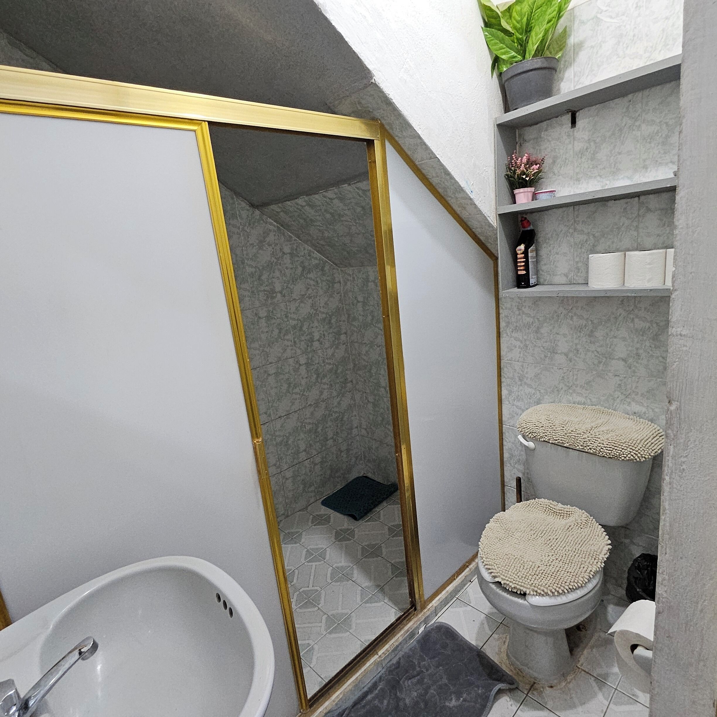 Hiustenkuivaaja, pyyhkeet, saippua, sampoo