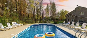 Sleeps 40 Heated Pool Hot Tub Fire Pit Game Room Brookside Mountain Retreat by Avantstay