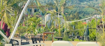 NOVABEACH Resort with a scenic view of lake kivu.