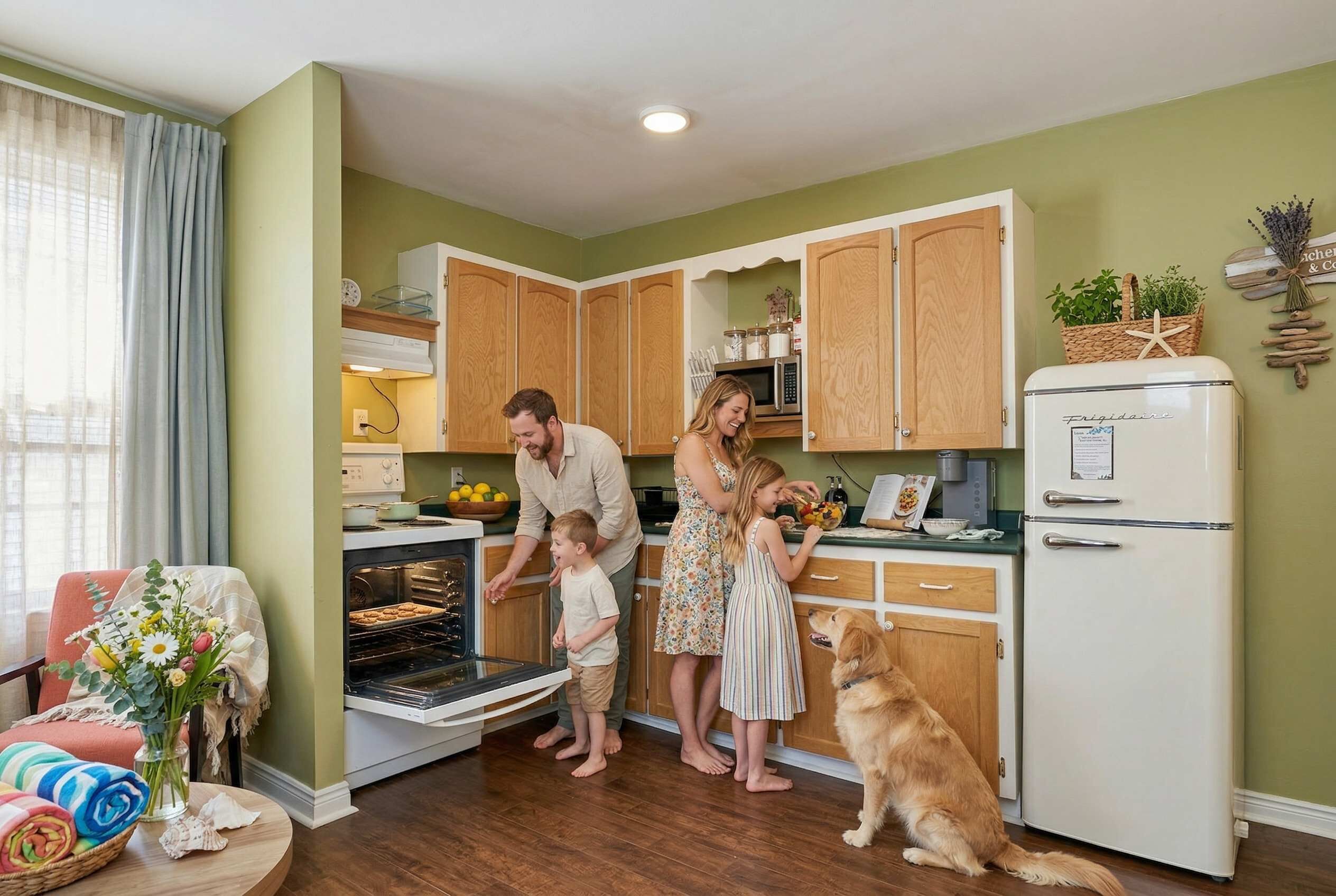 Refrigerador, microondas, horno, placa de cocina