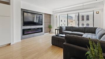 TV, fireplace, stereo, offices