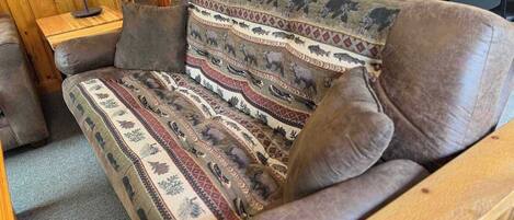 Ferienhaus, Mehrere Betten, KĂŒche, Gartenblick (Pine & Paddle) | Wohnbereich