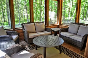 House, Multiple Beds, Patio, Garden View (Camp Pinemere) | Terrace/patio