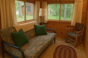 Cabin, 1 Queen Bed with Sofa bed, Kitchen, Garden View (Old Stoney's Perch) | Living area - Old Stoney's Perch - Big Arbor Vitae Lake (Woodruff)