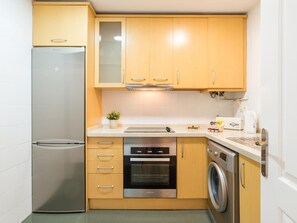 Fridge, microwave, oven, toaster