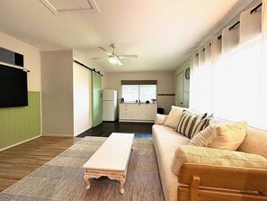 Smart TV, fireplace, computer monitors