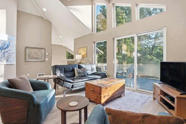 TV, fireplace, offices - Latitude 45 - 2BR 2BA secluded in trees near beach (Manzanita)