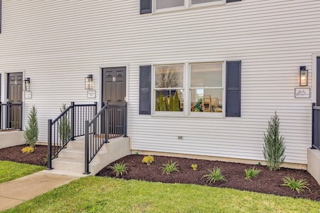 Exterior detail. Charming home with BBQ grill