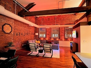 Living area - The Bowler Loft-Skyline Views-Downtown Cleveland 2 bedroom/1 bath (Cleveland)
