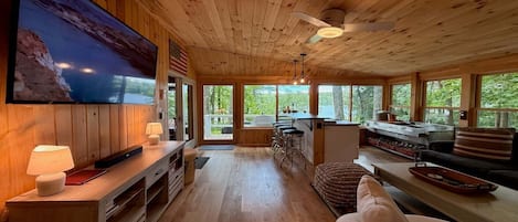 TV, fireplace