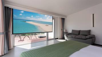 Quarto casal com design assinado, vista para a montanha | Roupas de cama antialérgicas, cortinas blackout, quartos à prova de som