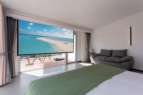 Quarto casal com design assinado, vista para a montanha | Roupas de cama antialérgicas, cortinas blackout, quartos à prova de som