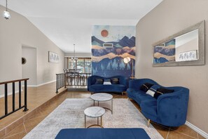 TV, fireplace - Relaxing Deer Valley Retreat – Pool, Game Room, Fireplace, BBQ, Sleeps 8 (Phoenix)