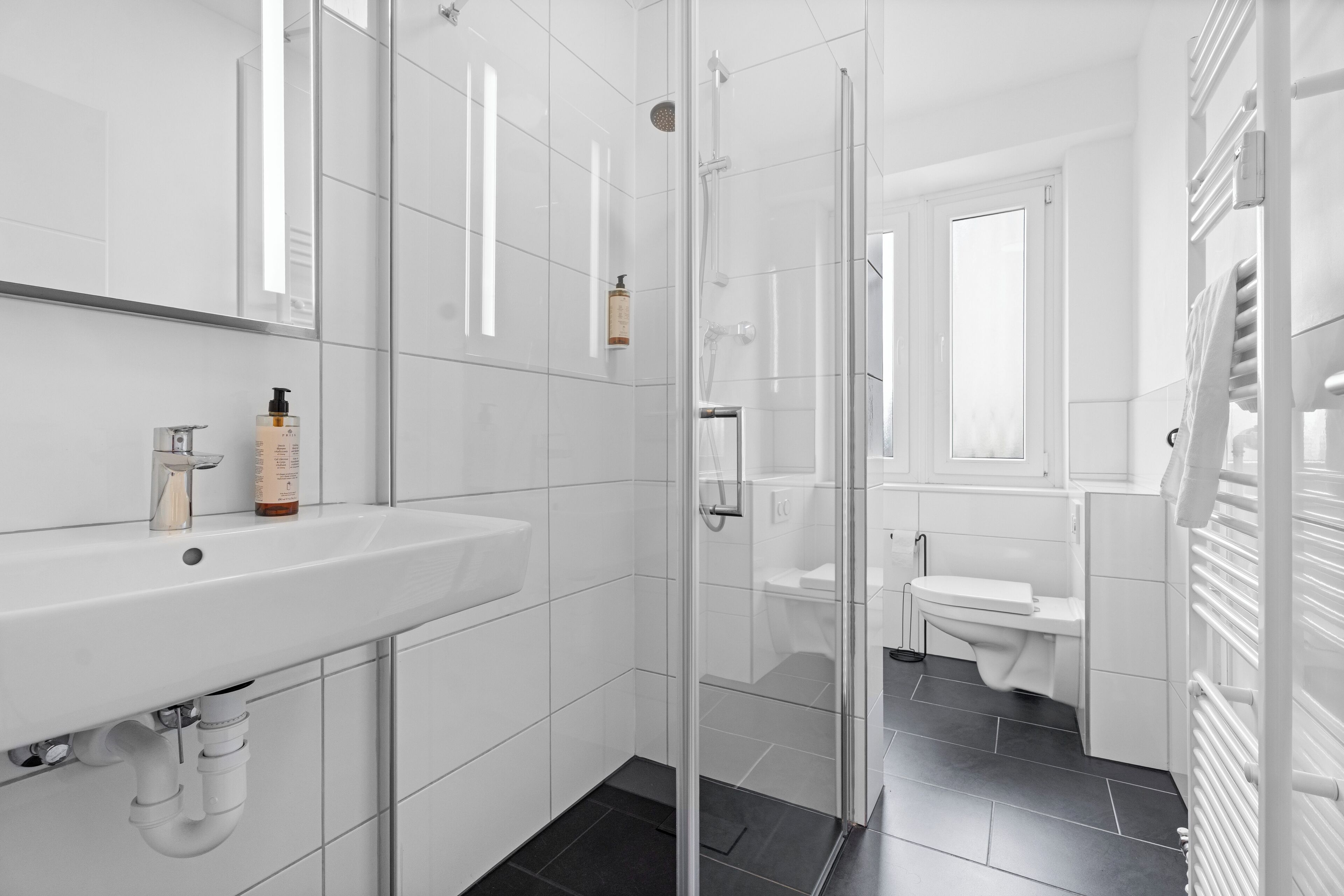 Doccia, asciugacapelli, asciugamani, sapone