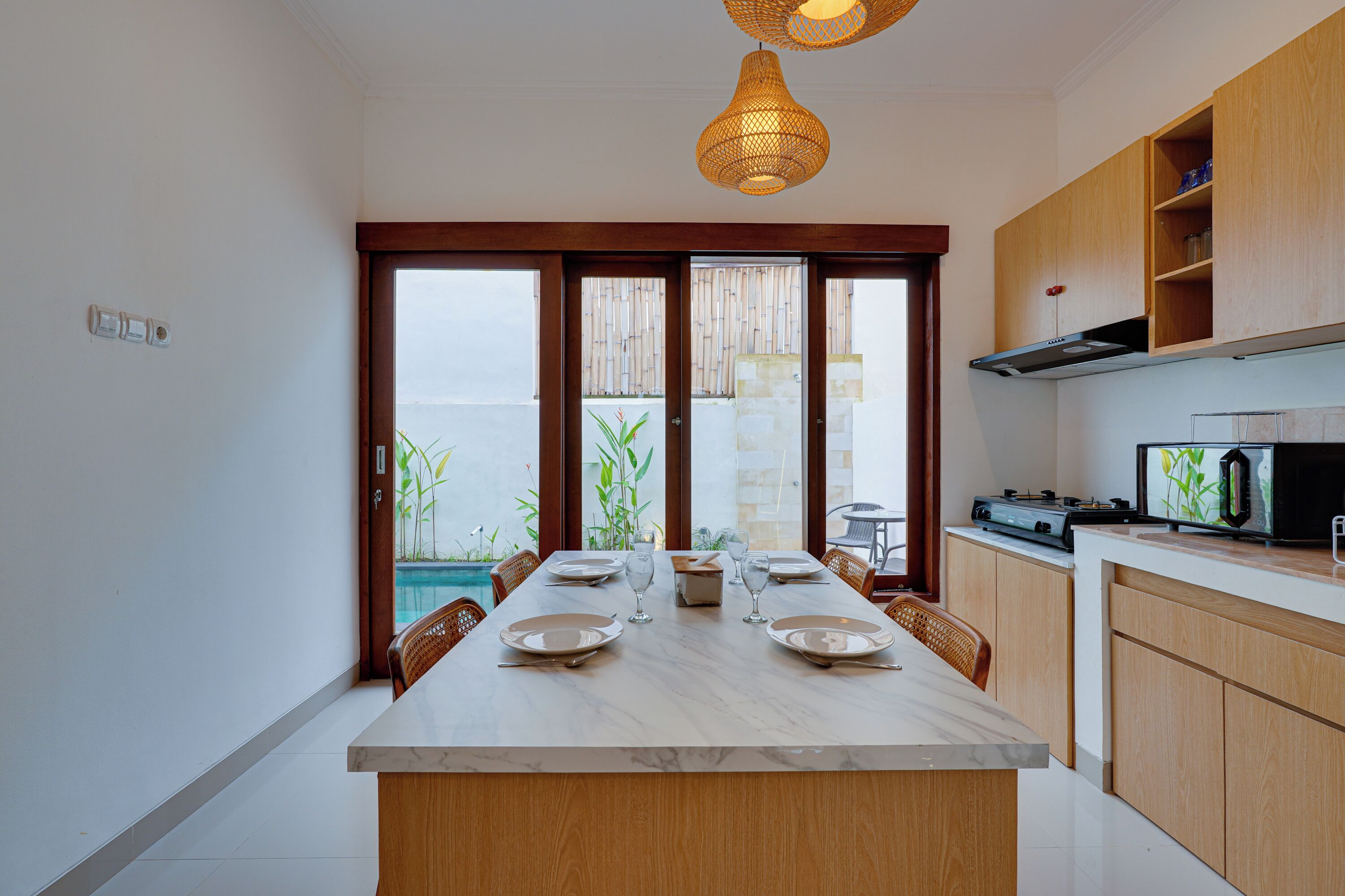 Villa, Balcony, Pool View | Private kitchen | Electric kettle