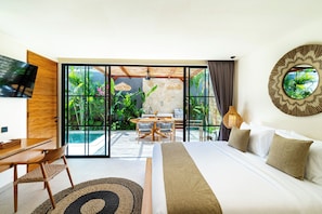 Villa – deluxe, 2 soverom, privat basseng, bassengutsikt | Safe på rommet, strykejern/-brett, wi-fi (inkludert) og sengetøy