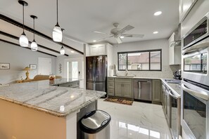 Fridge, microwave, stovetop, dishwasher