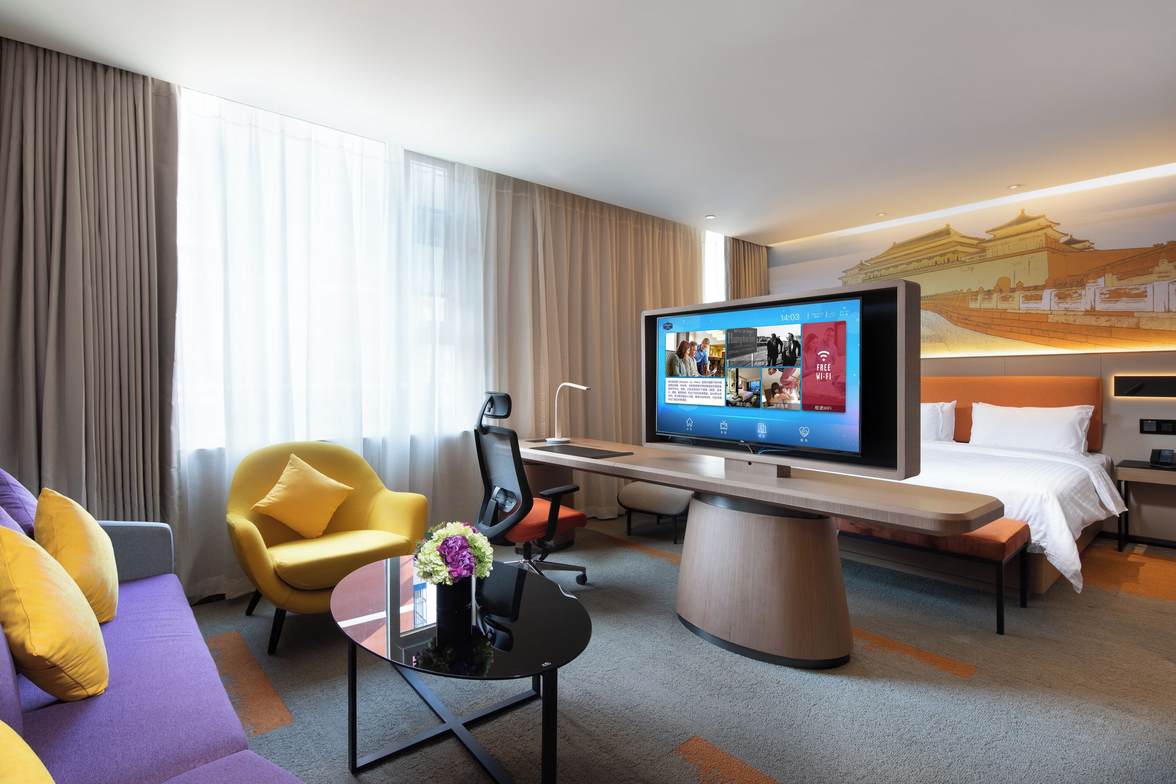 商务开间套房, 城市景观 | 办公桌、笔记本电脑工作区、免费 WiFi