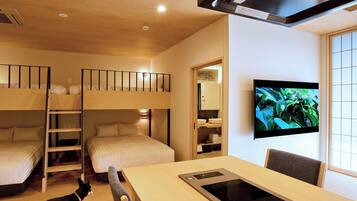 Desk, free WiFi, bed sheets