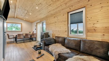 Een televisie en een open haard