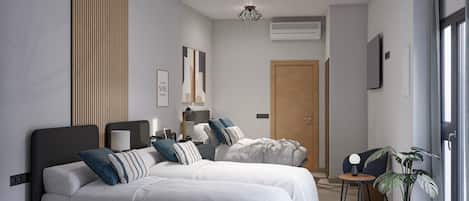 Quadruple Room | Premium bedding, down comforters, desk, laptop workspace