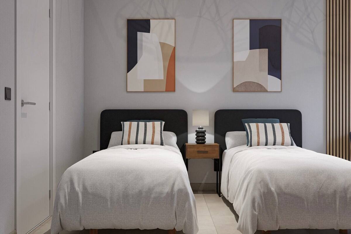 Twin Room | Premium bedding, down comforters, desk, laptop workspace