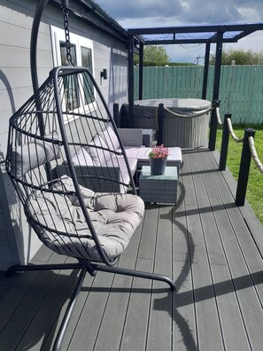Cabin, 2 Bedrooms, Balcony, Garden View | Terrace/patio - Inch View Cabin With Hot Tub & Sauna (Burnfoot)