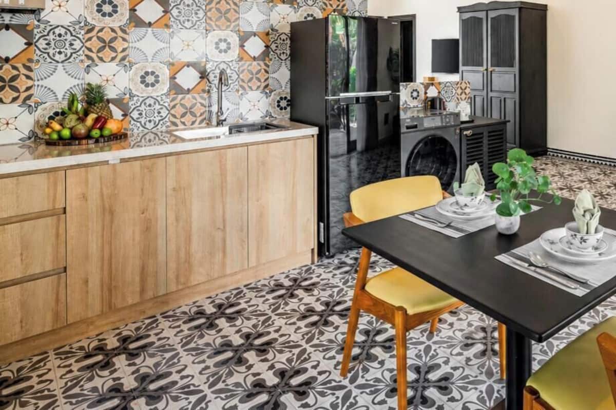 Studio Deluxe, 1 très grand lit, patio | Cuisine privée
