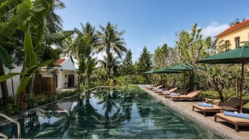 2 outdoor pools, open 6:00 AM to 7:00 PM, pool umbrellas, sun loungers
