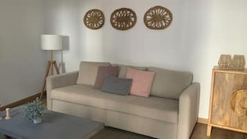 Casa, 1 letto queen, patio | Area soggiorno