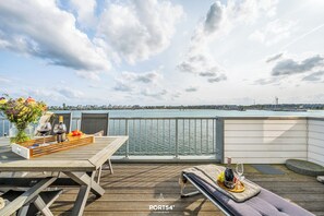 Outdoor dining - Flow - Sea view, washer-dryer, roof terrace, parking space, sauna (Olpenitz)