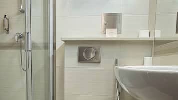 Bathroom | Shower, hair dryer, towels, soap